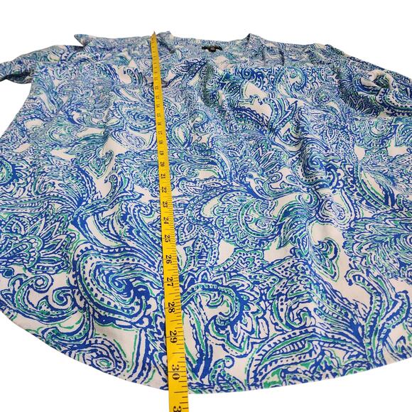 Jones New York Womens Linen Blend Kelly Paisley Print Blouse Plus Size 2X V Neck - Picture 11 of 11